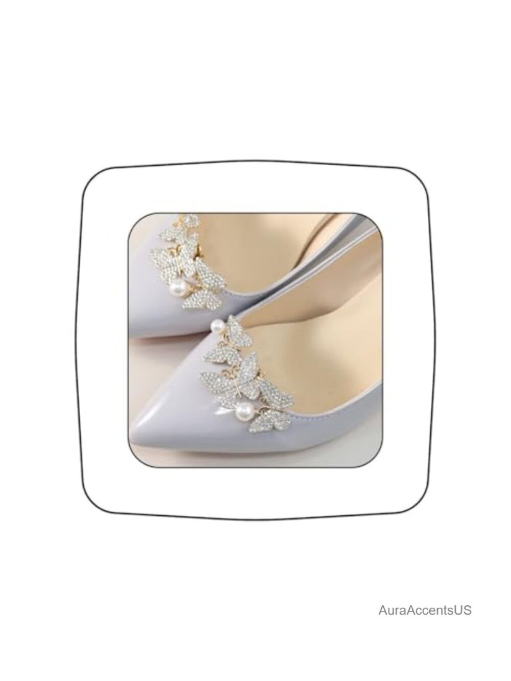 Rhinestone Butterfly Shoe Clips Crystal Bridal Shoe Charms Detachable 2 Pieces
